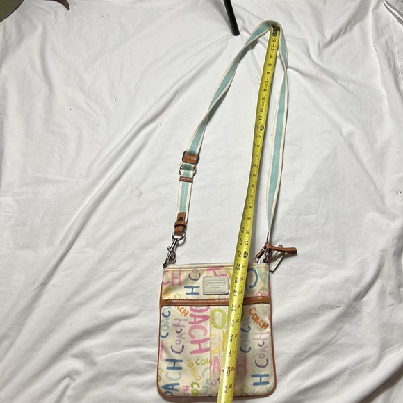 Coach multi color crossbody bag with long adjustable strap good used - Picture 2 of 10